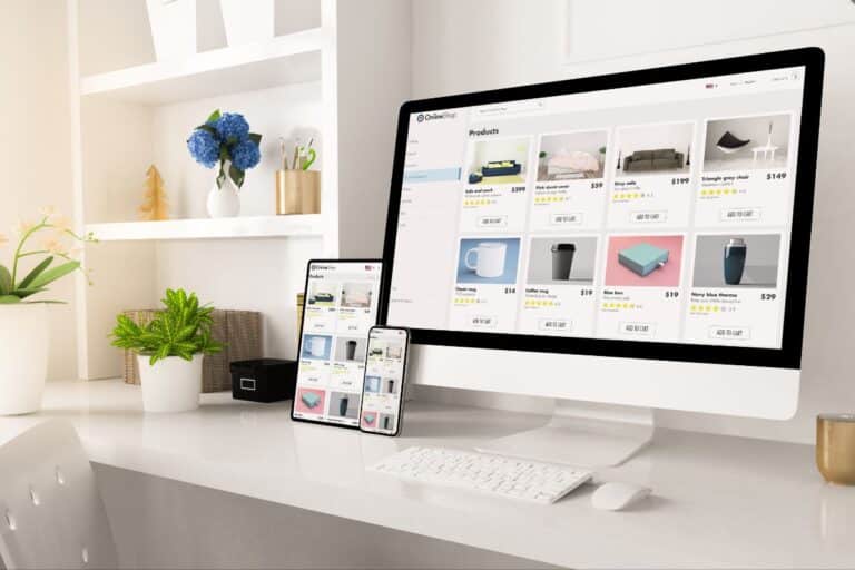 ecran d'ordinateur qui montre une boutique en ligne