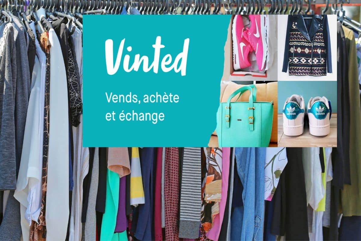 presentation de vetement de seconde main avec le logo Vinted dessus