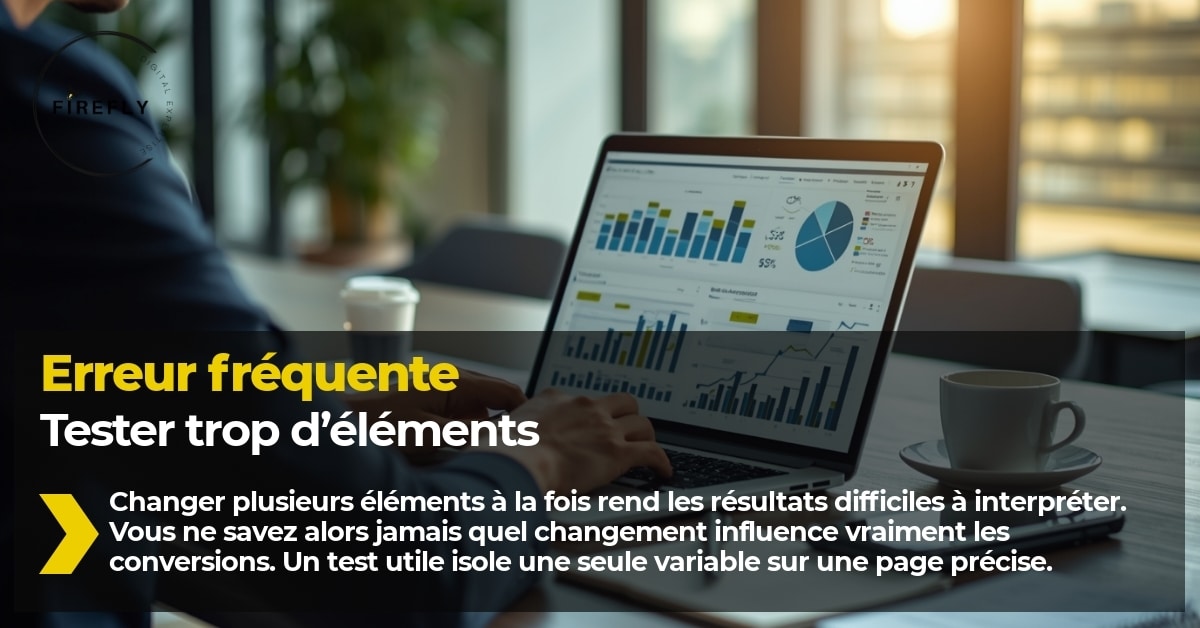 Visuel sur une erreur d’A/B testing où plusieurs éléments sont modifiés en même temps sur une page.
