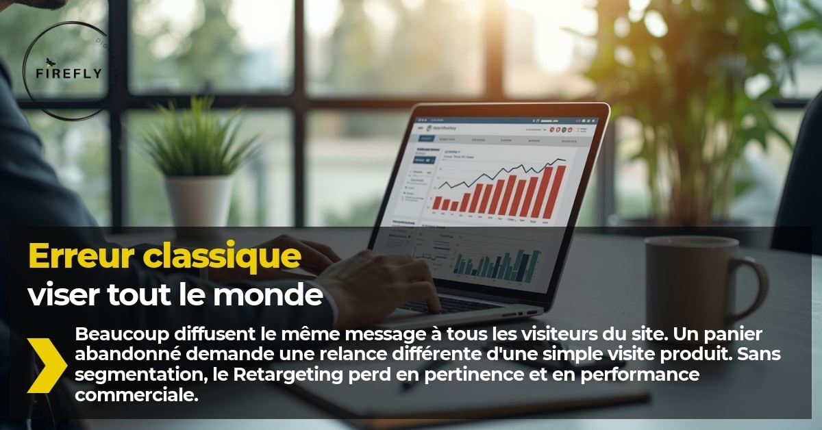 Illustration d’une erreur de Retargeting où tous les visiteurs reçoivent la même campagne publicitaire.