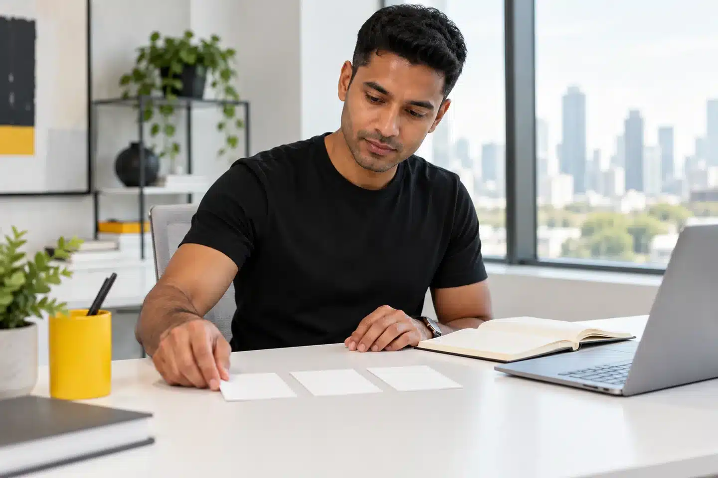 Quelles actions pour développer son business en ligne selon sa situation ? 3 Entrepreneur organisant les prochaines actions de son business en ligne